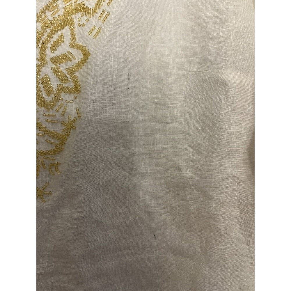 Michael Kors 100% Linen Top Tunic White Beaded Neckline Sleeves Women’s M - Picture 4 of 16